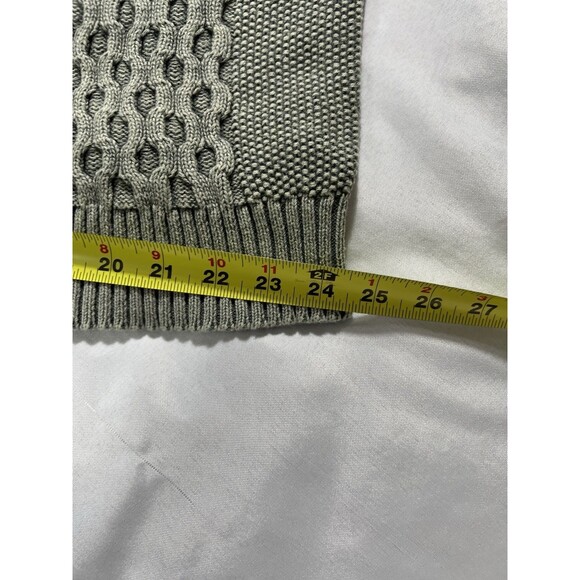 J Jill Olive Green Mineral Wash Thick Cable Knit Chunky Cotton Sweater L Tall - Picture 6 of 12